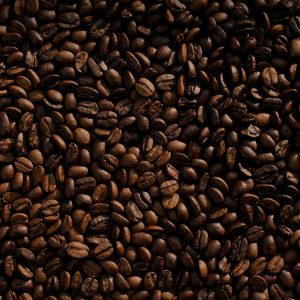 Macro photograph of freshly roasted coffee beans